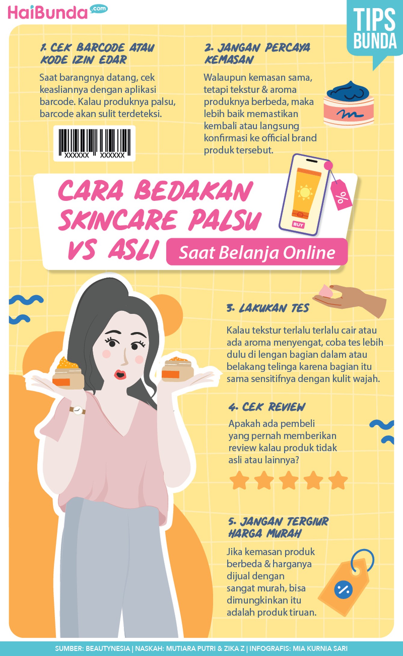 Infografis Cara Bedakan Skincare Palsu vs Asli Saat Belanja Online