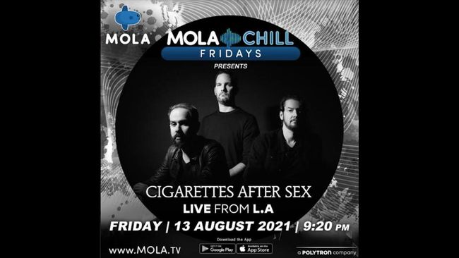 Pekan ini, Mola menyajikan aksi Teza Sumendra dan Cigarettes After Sex yang dikemas penuh cinta dalam program musik Mola Chill Fridays.