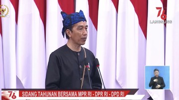Pidato Kenegaraan Presiden RI Joko Widodo pada sidang tahunan MPR RI dan sidang bersama DPR RI-DPD RI. (Tangkapan layar youtube DPR RI) Pidato Kenegaraan Presiden RI Joko Widodo pada sidang tahunan MPR RI dan sidang bersama DPR RI-DPD RI. (Tangkapan layar youtube DPR RI)