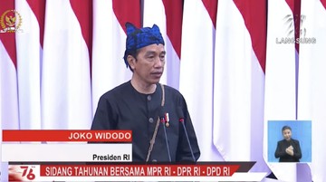 Pidato Kenegaraan Presiden RI Joko Widodo pada sidang tahunan MPR RI dan sidang bersama DPR RI-DPD RI. (Tangkapan layar youtube DPR RI)