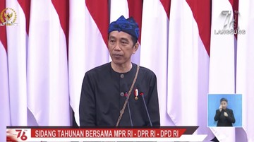 Pidato Kenegaraan Presiden RI Joko Widodo pada sidang tahunan MPR RI dan sidang bersama DPR RI-DPD RI. (Tangkapan layar youtube DPR RI)