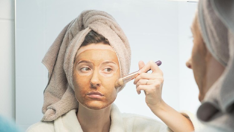 The concept of selfcare, proper facial skin care, skin care routine