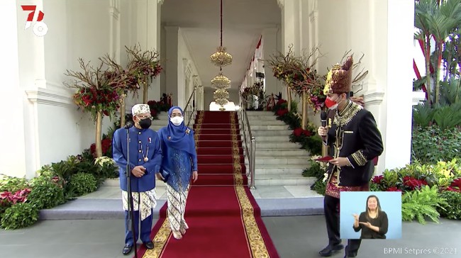 Pesan optimisme disampaikan wakil presiden Ma'ruf Amin dalam rangka perayaan HUT ke-76 RI di Istana.