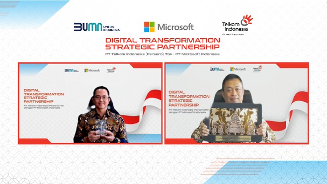 PT Telkom Indonesia dan PT Microsoft Indonesia mengumumkan kolaborasi untuk mempercepat transformasi digital pada Kamis (19/8).