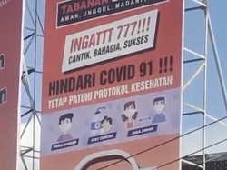 Viral Baliho Salah Tulis Hindari COVID 91!!! di Tabanan Bali