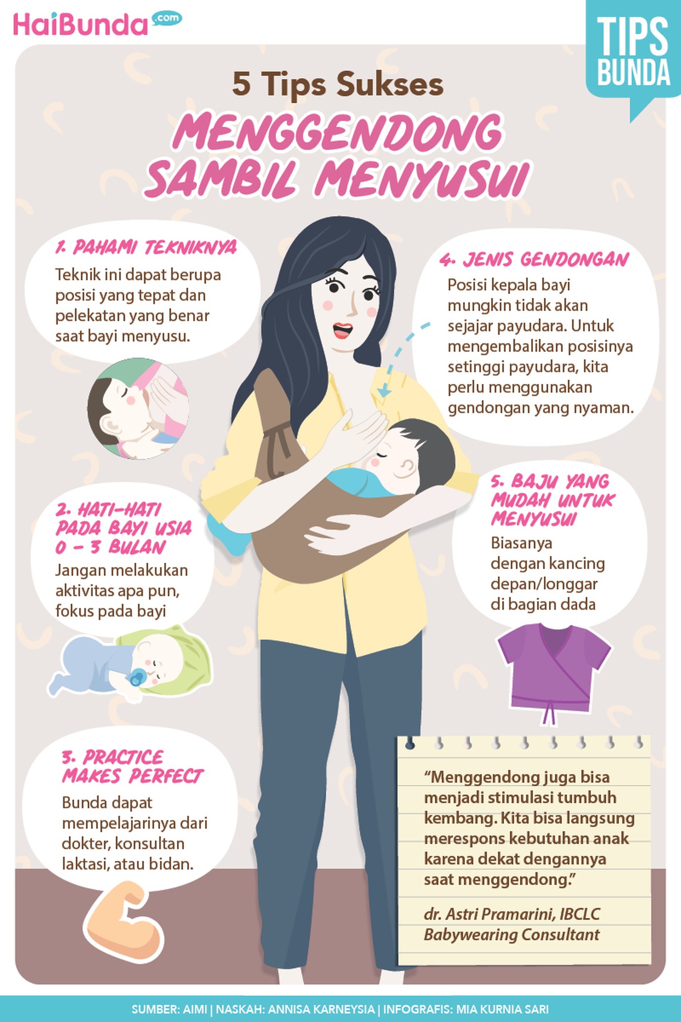 Infografis 5 Tips Sukses Menggendong Sambil Menyusui