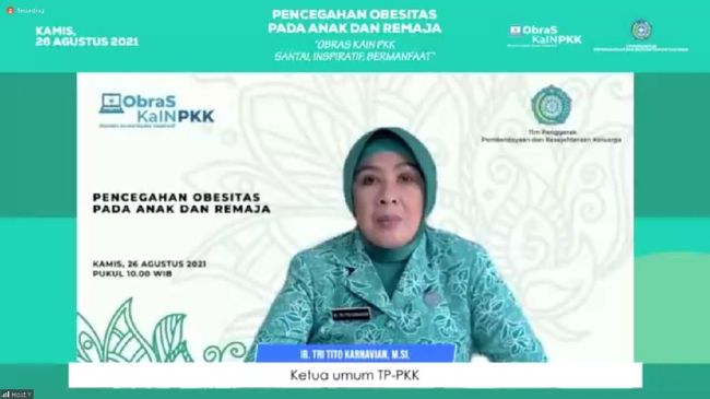 Tim Penggerak Pemberdayaan dan Kesejahteraan Keluarga Pusat mengingatkan agar terus melakukan upaya menekan laju angka obesitas pada anak dan remaja.