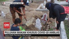 VIDEO: Puluhan Makam Covid-19 Amblas Akibat Hujan Tinggi