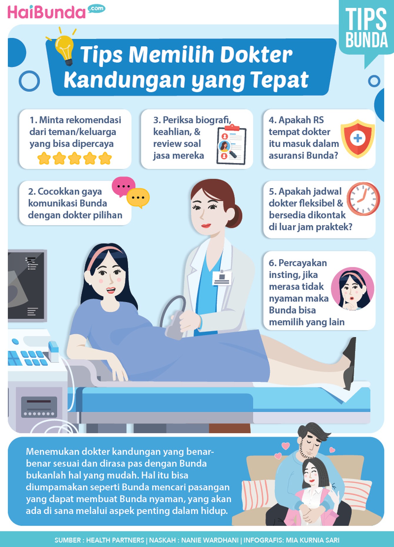 Infografis kehamilan Infografis kehamilan tentang tips memilih dokter kandungan yang tepat.