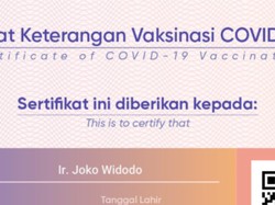 Ramai Sertifikat Vaksin Presiden Jokowi Beredar di Medsos