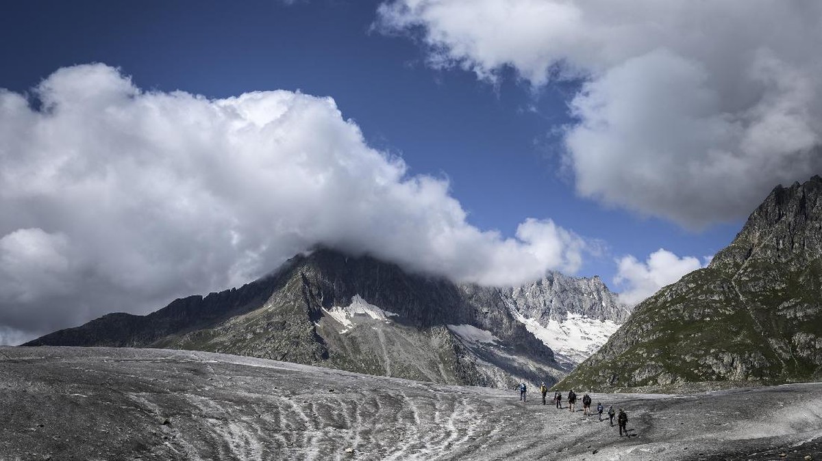 FOTO: Gletser Aletsch, Swiss Mencair karena Perubahan Iklim
