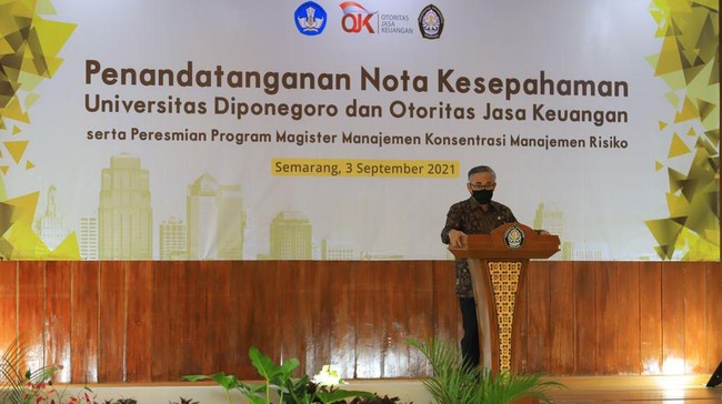 OJK dan Universitas Diponegoro meluncurkan Konsentrasi Manajemen Risiko pada Program Studi Magister Manajemen, Fakultas Ekonomika dan Bisnis pada Jumat (3/9).