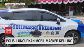 VIDEO: Polrestabes Surabaya Operasikan Mobil Masker Keliling