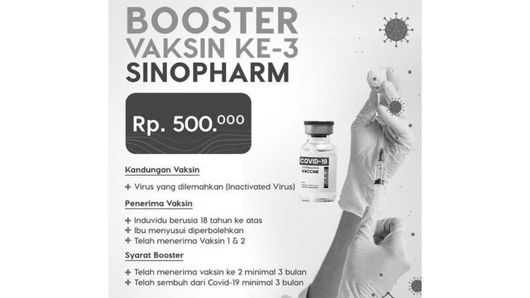 Viral flyer vaksinasi booster berbayar di RS swasta.