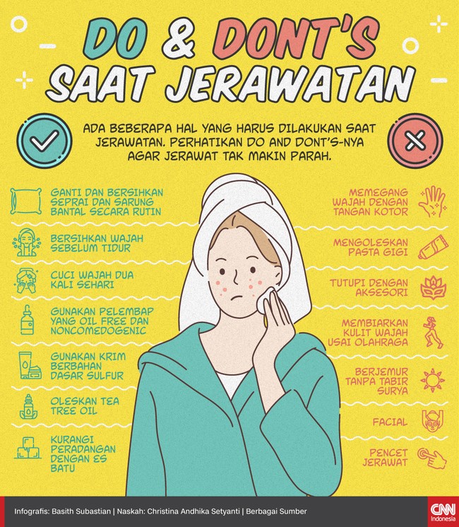 Ada beberapa hal yang harus dilakukan saat jerawatan. Perhatikan Do and Dont's-nya agar jerawat tak makin parah.