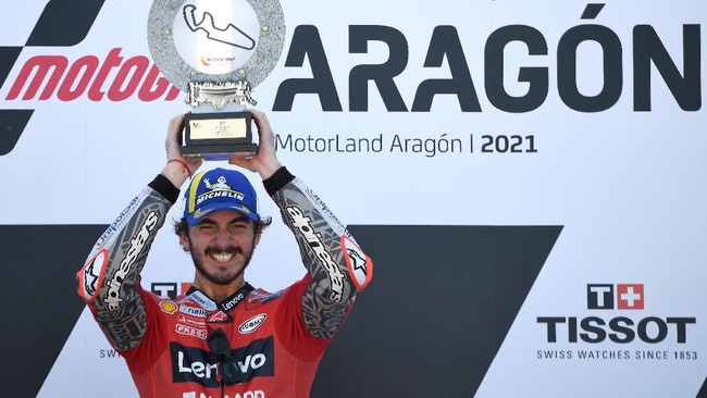 Berikut sejumlah rekor yang diciptakan Francesco 'Pecco' Bagnaia usai menang di MotoGP Aragon 2021.