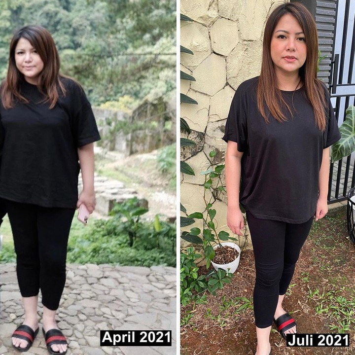 <p>Berawal dari rasa minder dengan bentuk badannya, Wina memulai program diet di bulan April 2021. Dalam waktu 13 minggu, beratnya berhasil turun 11 kg lho. (Foto: Instagram @winatalia)</p>