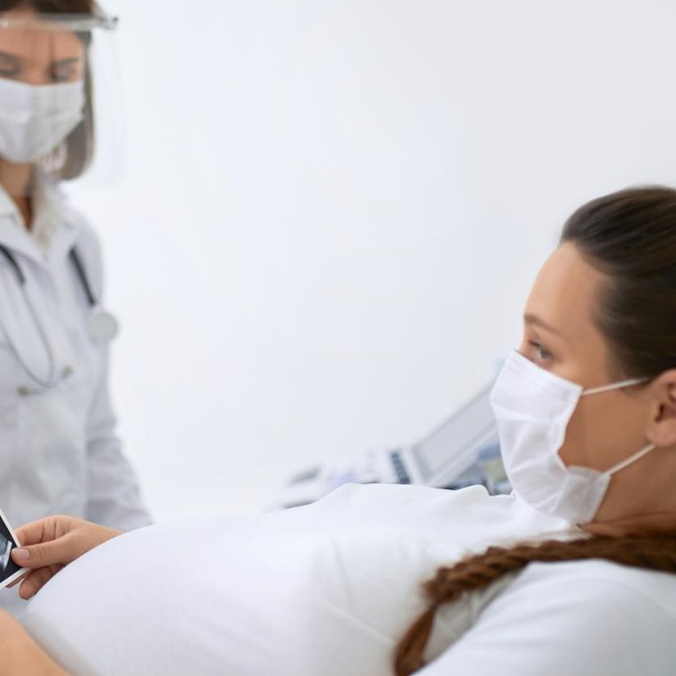 Ilustrasi ibu hamil ke dokter kandungan cek USG
