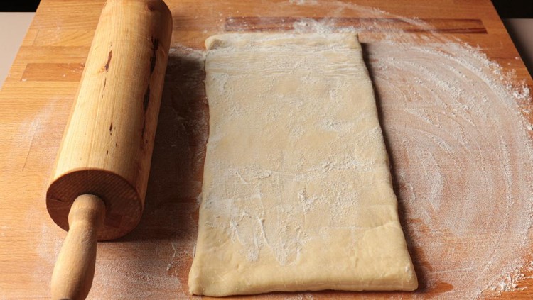 yeast puff pastry and rolling pin