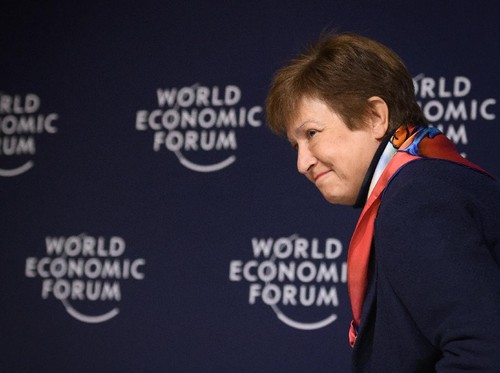 International Monetary Fund (IMF) Managing Director Kristalina Georgieva attends a World economic outlook during the annual meeting of the World Economic Forum (WEF) in Davos, on January 20, 2020. (Photo by Fabrice COFFRINI / AFP)