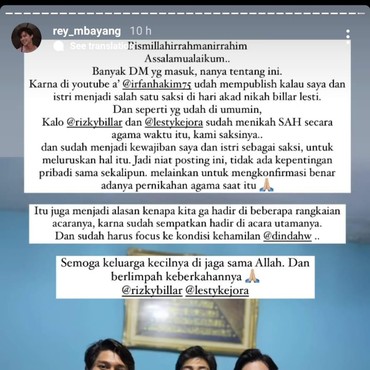 Pengakuan Rey Mbayang Jadi Saksi Nikah Siri Rizky Billar & Lesti