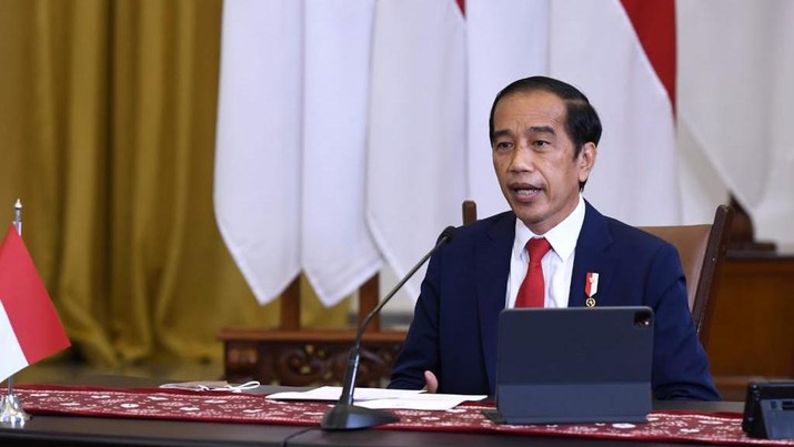 Presiden Jokowi Hadir pada acara Global Covid-19 Summit yang digelar secara virtual. (Biro Pers Sekretariat Presiden/Lukas)