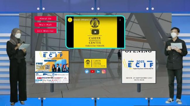 Bursa karier, magang, dan beasiswa bertajuk ECIF secara virtual yang diselenggarakan Fakultas Teknis Universitas Indonesia diikuti lebih dari 13.000 peserta.