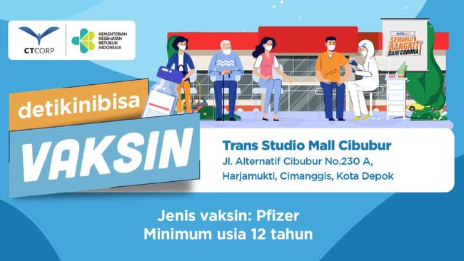 Bagi warga Depok dan sekitarnya yang belum pernah disuntik vaksin Covid-19, bisa daftar vaksin di Trans Studio Mall Cibubur secara online.