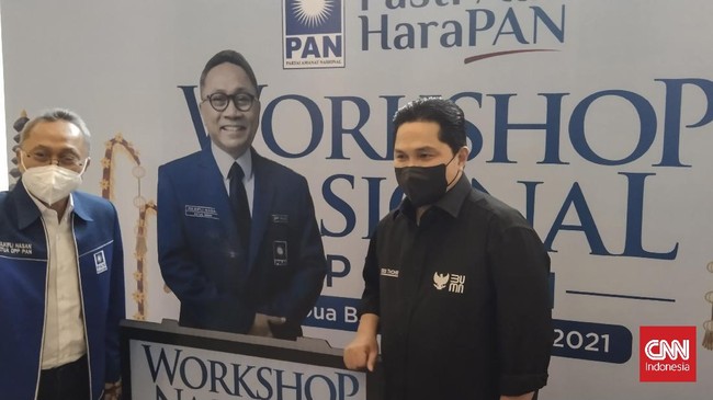 Ketua Umum PAN Zulkifli Hasan menyebut Erick Thohir sosok yang mendorong kemajuan. Namun, terkait kans Erick di Pilpres, Zulhas berserah kepada Tuhan.