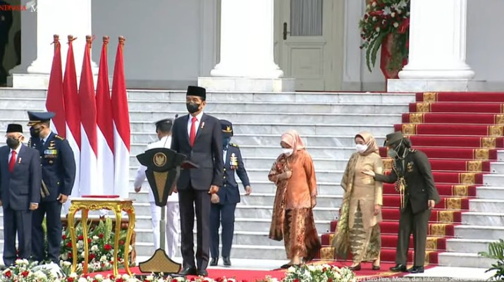 Upacara Peringatan Ke-76 Hari Tentara Nasional Indonesia, 5 Oktober 2021 (Tangkapan Layar Youtube Sekretariat Presiden)