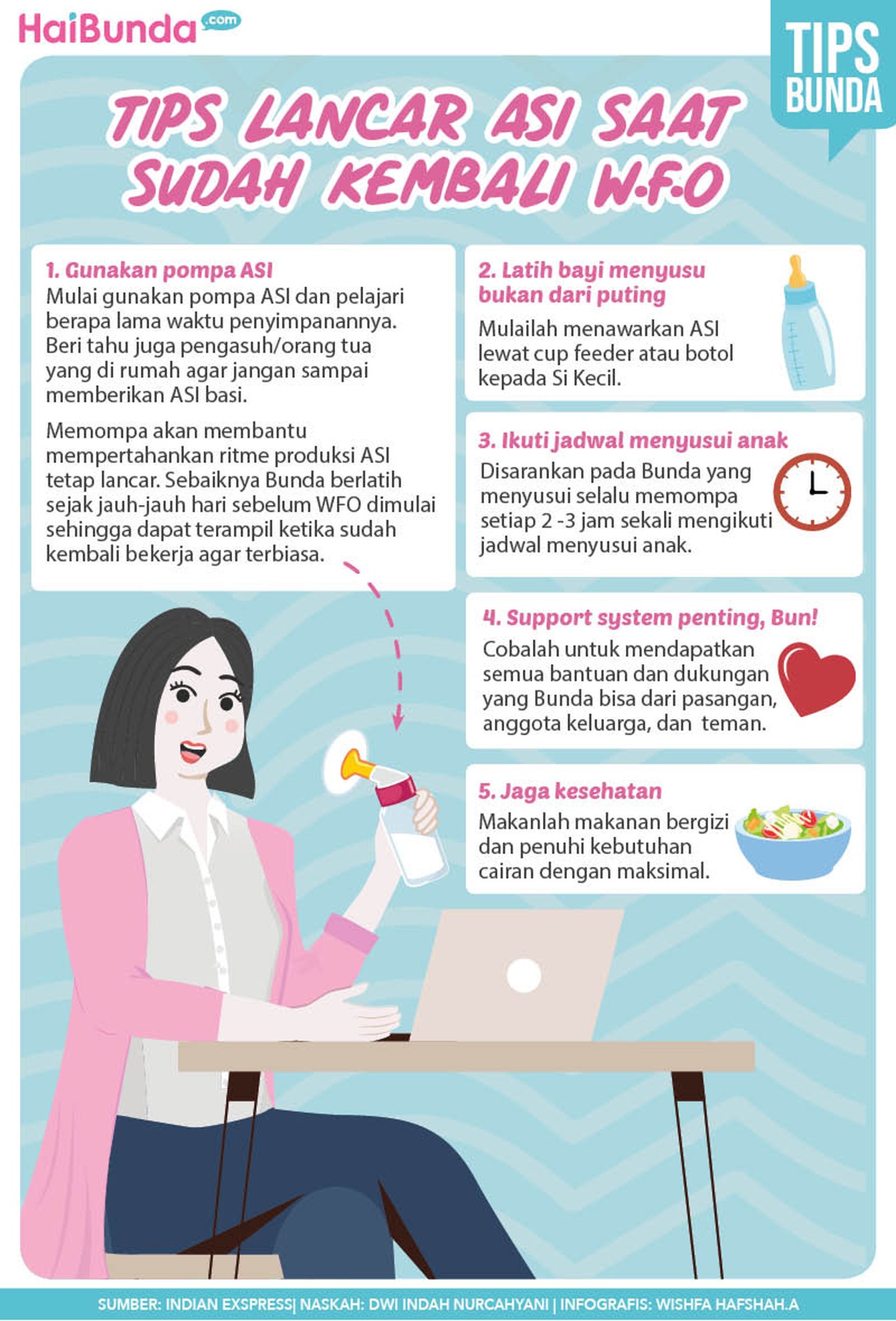 Infografis menyusui Infografis menyusui: tips lancar asi saat sudah kembali WFO.