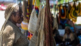 Mama Papua Menyelonong Demi Kalungkan Noken ke Jokowi