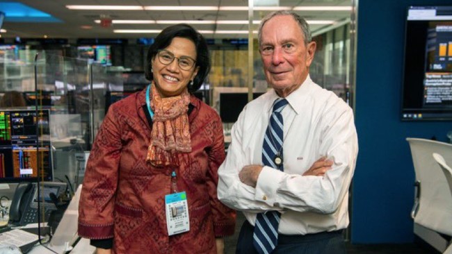 Menkeu Sri Mulyani bertemu dengan taipan media Michael Bloomberg saat berkunjung ke New York, AS pada pekan lalu.