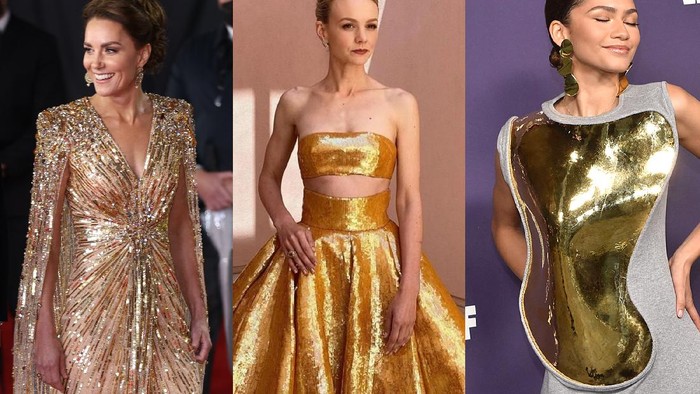 5 Selebriti Ini Berani Tampil Beda dan Glamor Memakai Gaun Emas di Red Carpet