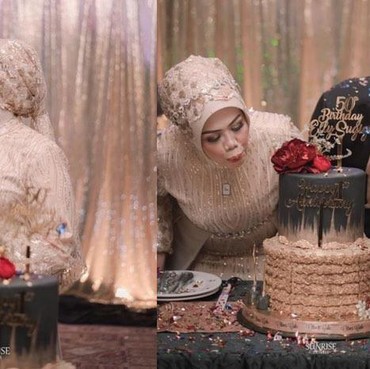 7 Potret Mewah Ultah ke-50 & Anniversary Pernikahan Elly Sugigi & Suami