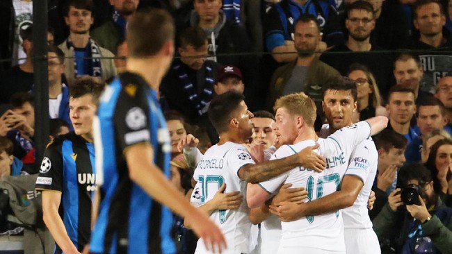 Manchester City berhasil menang telak 5-1 atas Club Brugge dalam pertandingan Liga Champions, Sealsa (19/10) malam WIB.