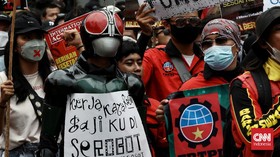 FOTO: Mahasiswa Buruh Mendemo Jokowi di Hari Sumpah Pemuda