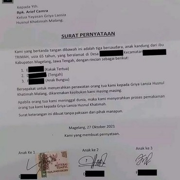 Durhaka, Kakak Adik Lepas Tanggung Jawab Urus Orang Tua ke Panti Jompo