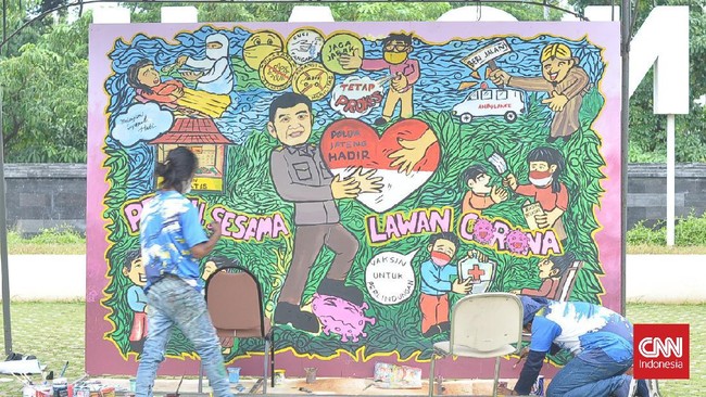 Alih-alih membuat karya bernada kritik terhadap Polri, peserta di Jateng justru bikin mural soal pandemi Covid-19.