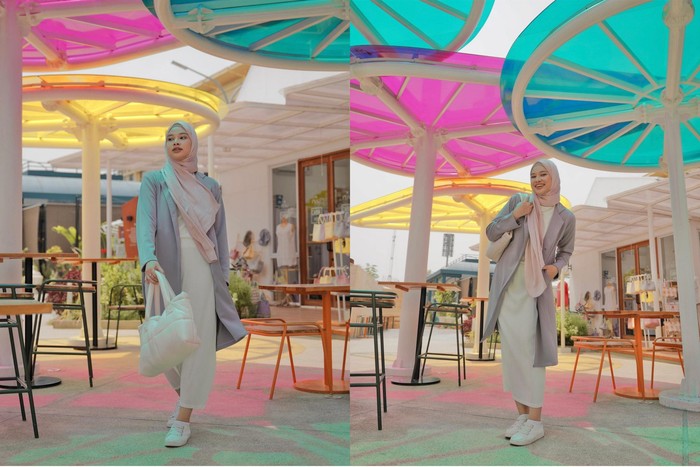 Memadukan long dress dengan blazer untuk casual look? Why not! Jangan lupa sneakers putih supaya semakin casual dan kece! (Foto: instagram/ananzaprili)