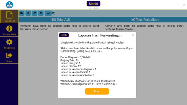 Kementerian Pendidikan dan Kebudayaan RI merilis aplikasi penyunting bahasa, Sipebi.