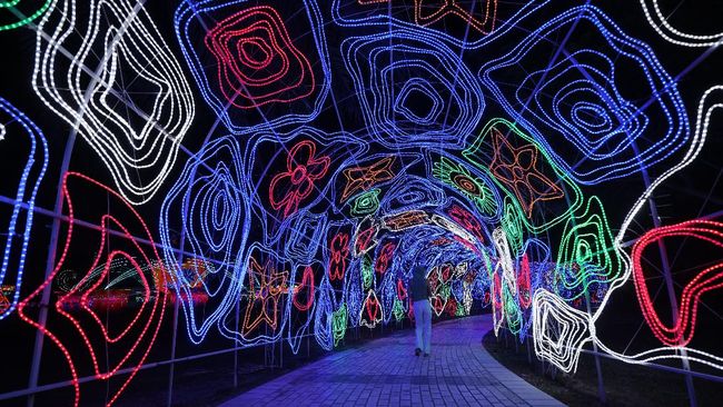 Taman Zabeel kembali terpilih menjadi lokasi perhelatan Dubai Garden Glow, pameran instalasi cahaya dari 10 juta lampu.