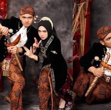 7 Gaya Kocak Prewedding Ria Ricis & Teuku Ryan Pakai Baju Adat Jawa