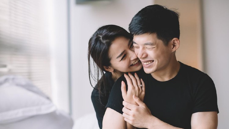 asian chinese couple hugging and bonding time