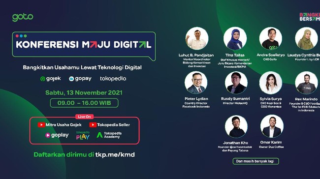 Tokopedia melalui ekosistem GoTo mendorong peningkatan daya saing UMKM lokal melalui Konferensi Nasional Maju Digital yang berlangsung hari ini, Sabtu (13/11).