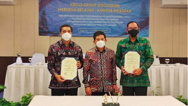 BPJS Kesehatan meresmikan kerja sama dengan Universitas Pendidikan Ganesha (Undiksha) terkait penyelenggaraan program JKN-KIS pada Jumat (12/11).