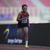 Pelari Jawa Tengah Partin berlomba pada final lari 100 meter putra klasifikasi T42 Peparnas Papua di Stadion Lukas Enembe, Kabupaten Jayapura, Papua, Selasa (9/11/2021). Partin memecahkan rekor nasional dengan catatan waktu 12,90 detik. ANTARA FOTO/W