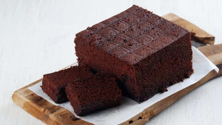 Brownies Kukus,chocolate steamed brownies,an Indonesian rendition of the famous American brownies,isolated on white background.