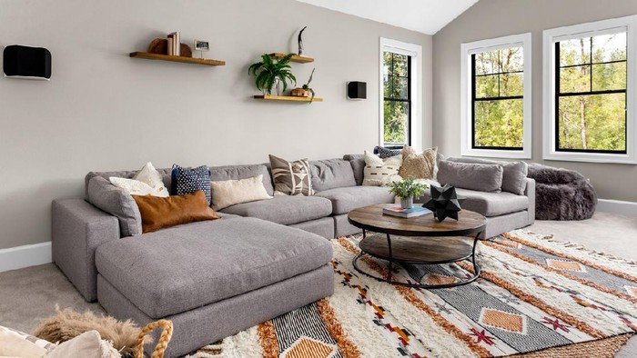 living room in newly constructed luxury home