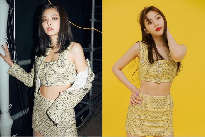 Jennie BLACKPINK dan Joy Red Velvet sering kedapatan mengenakan outfit kembaran dalam berbagai kesempatan. Salah satunya adalah penampilan mereka dalam setelan tweed keluaran Alessandra Rich yang satu ini. (Foto: Instagram/jennierubyjane/_imyour_joy)